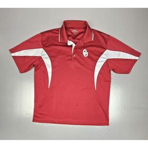 PGA Tour Oklahoma Sooners Polo Shirt Mens Lrg. Red Golf Performance Embroidered.